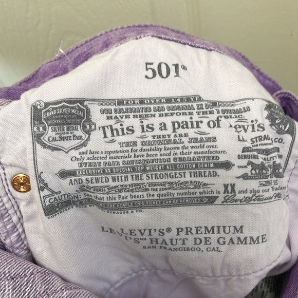 Levi's 501 Classic Cutoff Denim J ean Shorts Lavender Purple - 26 - Picture 10 of 12